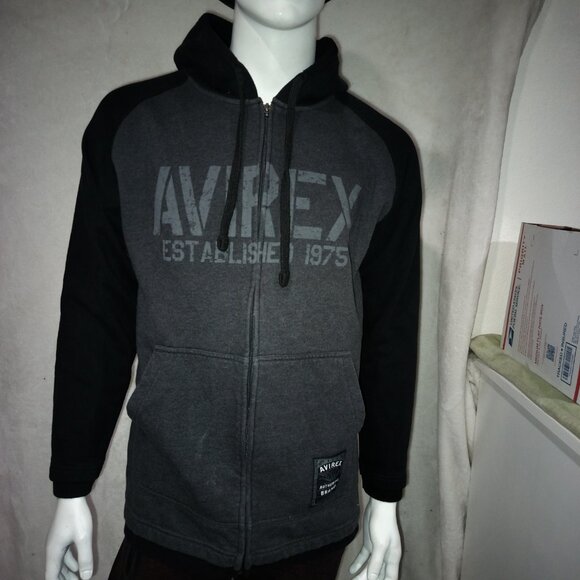 AVERIX BLACK AND GRAY PULL UP ZIP HOODIE JACKET SZ L - Picture 1 of 10